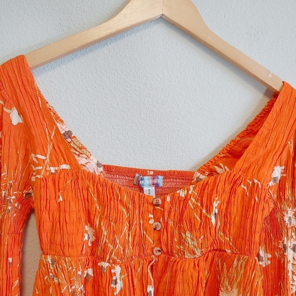 Urban Outfitters Allie Tie Sleeve Floral Blouse Sz S - Picture 6 of 11